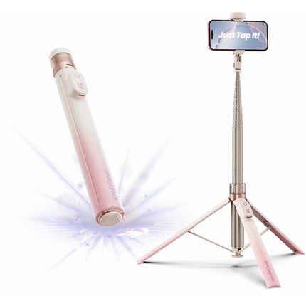 KraftGeek JustTap Tripod trípode rosa ombre altura 13 a 66 pulgadas Bluetooth remoto