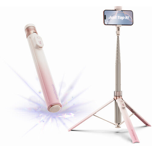 KraftGeek JustTap Tripod trípode rosa ombre altura 13 a 66 pulgadas Bluetooth remoto