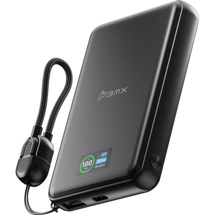 BMX SolidSafe Power Bank portátil 10000mAh 30W USB-C USB-A pantalla LCD aluminio