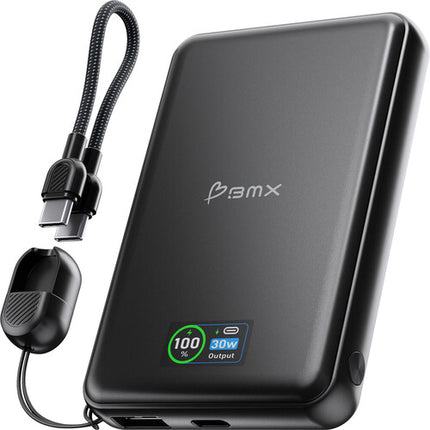 BMX SolidSafe Power Bank portátil 10000mAh 30W USB-C USB-A pantalla LCD aluminio