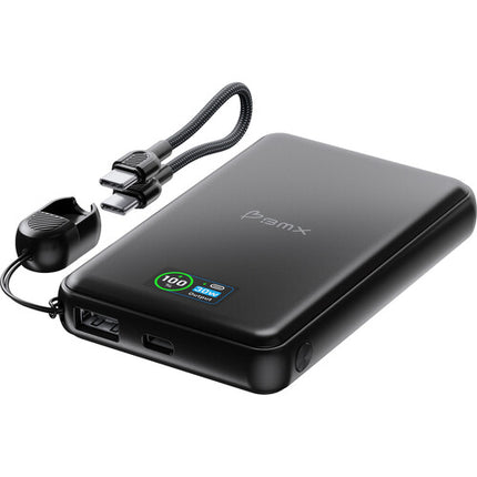 BMX SolidSafe Power Bank portátil 10000mAh 30W USB-C USB-A pantalla LCD aluminio
