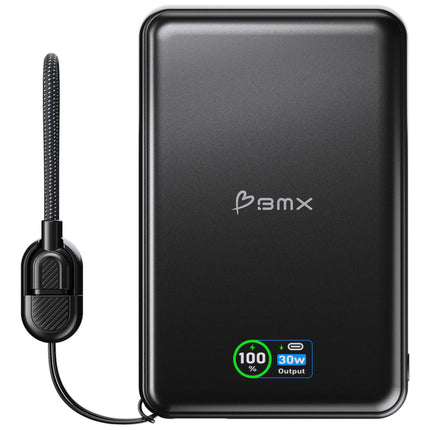 BMX SolidSafe Power Bank portátil 10000mAh 30W USB-C USB-A pantalla LCD aluminio