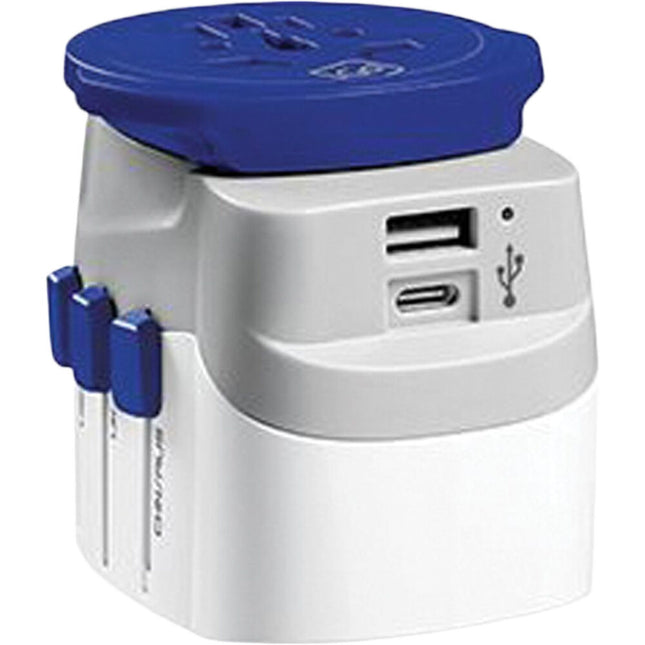 Adaptador Internacional Worldwide con USB-C 15W USB-A 12W y Euro
