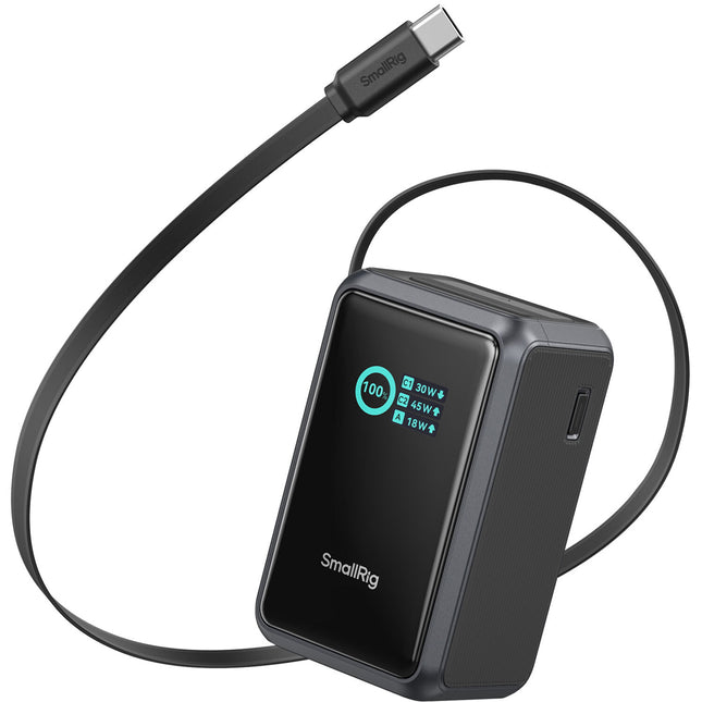 SmallRig Nano36 Power Bank Batería Portátil con Pantalla TFT y Cable USB-C Integrado
