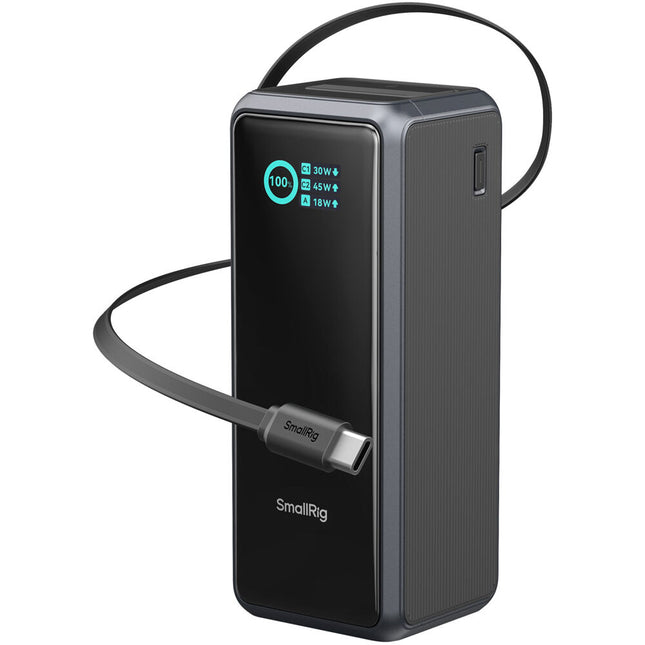 SmallRig Nano72 Power Bank portátil diseño V-Mount 100W con pantalla TFT azul