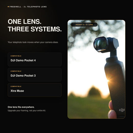 Freewell Lente Telefoto 2x para DJI Osmo Pocket 3 4 y Xtra Muse