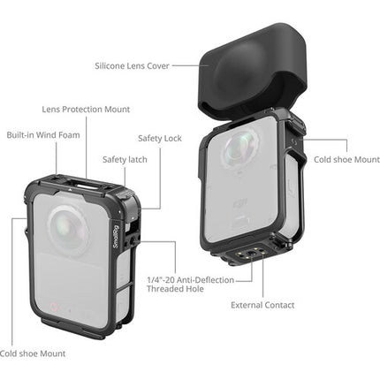 SmallRig Cage para Cámara DJI Osmo 360 II Advanced Edition Ultraligero 2 oz con Cubierta de Silicona