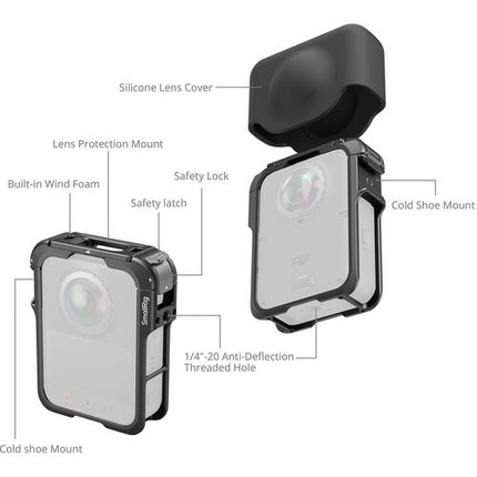 SmallRig Jaula para Cámara DJI Osmo 360 II Ultraligera con Cubierta de Silicona