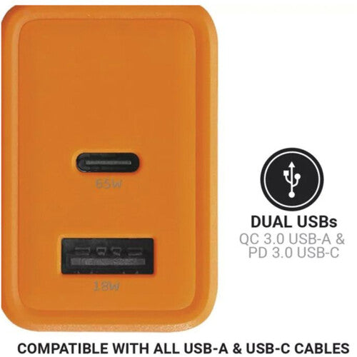 Worldwide Cargador GaN USB-C 65W USB-A 18W con enchufes y estuche
