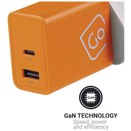 Worldwide Cargador GaN USB-C 65W USB-A 18W con enchufes y estuche