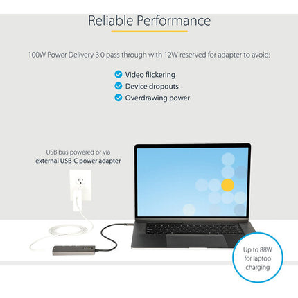 StarTech Hub USB 4 Puertos con HDMI 4K60 Cable USB-C 12" 100W