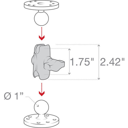 RAM Mounts Brazo Doble para Bolas B Tamaño 2.42 Pulgadas 2 lb