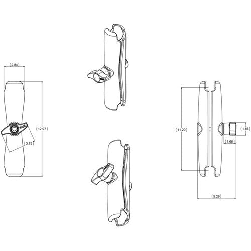 RAM Mounts Brazo Doble para Bolas D Tamaño 12.98 Pulgadas 6 lb