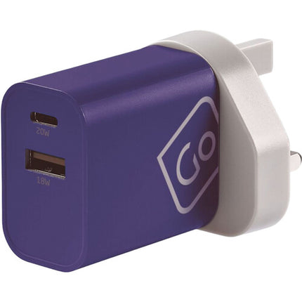 Worldwide Cargador USB 2 Puertos 20W USB-C 18W USB-A Adaptadores Internacionales