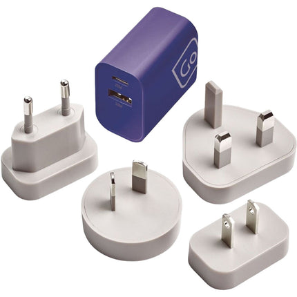 Worldwide Cargador USB 2 Puertos 20W USB-C 18W USB-A Adaptadores Internacionales