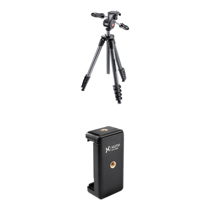 Manfrotto Compact Advanced Trípode de Aluminio 65 Pulgadas y Soporte para Smartphone Xuma Negro