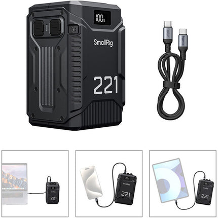 SmallRig T221 Batería V-Mount IP54 221Wh 14.8V con Cable USB-C 240W