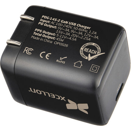 Xcellon PDG-145-2 Cargador USB-C GaN 45W con Protección y Enchufe Plegable