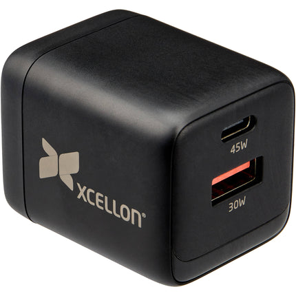 Xcellon PDG-245-AC Cargador USB-C USB-A 45W GaN Protección Mundial