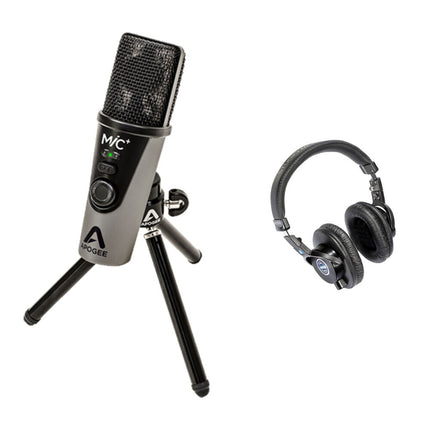 Apogee Electronics MiC Plus Micrófono Condensador USB Cardioide 96kHz 24-Bit con Auriculares Monitor Senal SMH-1000-MK2