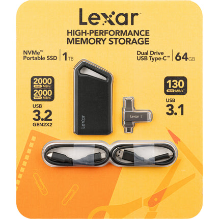 Lexar Bundle de Almacenamiento SSD 1TB SL600 y JumpDrive 64GB USB-C