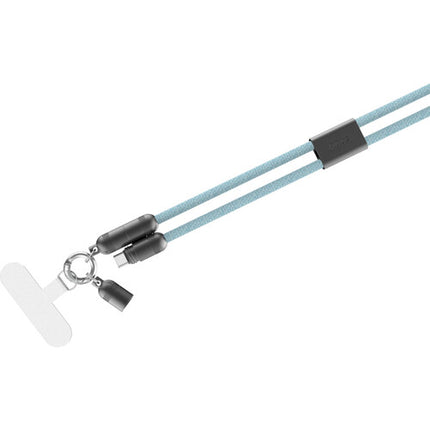 QDOS PowerLoop Cable USB-C 2.0 60W 3.9' Azul con Lanyard y Mosquetón