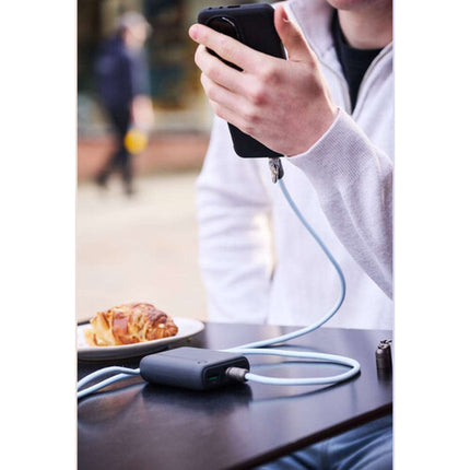 QDOS PowerLoop Cable USB-C 2.0 60W 3.9' Azul con Lanyard y Mosquetón