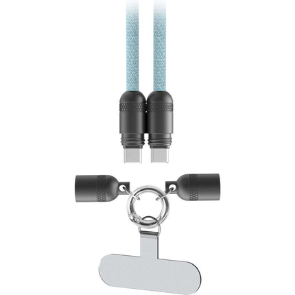 QDOS PowerLoop Cable USB-C 2.0 60W 3.9' Azul con Lanyard y Mosquetón