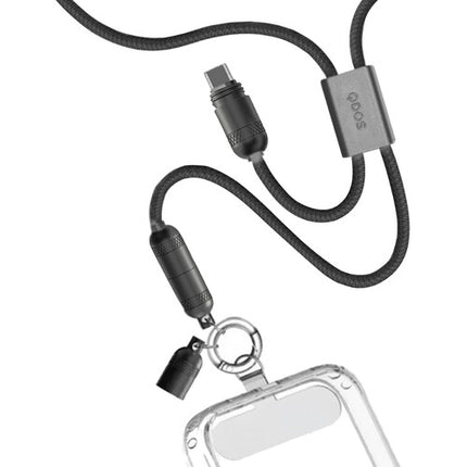 QDOS PowerLoop Cable USB-C 2.0 60W 3.9' Negro con Lanyard