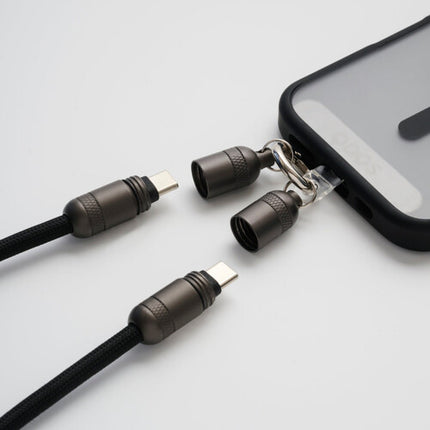QDOS PowerLoop Cable USB-C 2.0 60W 3.9' Blanco con Lanyard y Mosquetón