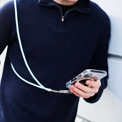 QDOS PowerLoop Cable USB-C 2.0 60W 3.9' Blanco con Lanyard y Mosquetón