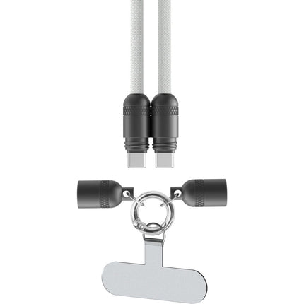 QDOS PowerLoop Cable USB-C 2.0 60W 3.9' Blanco con Lanyard y Mosquetón