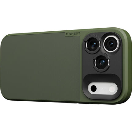 Moment Funda Cámara para iPhone 18 Pro Olive con Protección AirFlex y Montura T-Series