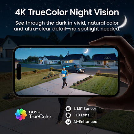 aosu SolarCam T2 Sistema de Seguridad 2 Cámaras UHD 4K Visión Nocturna Color Panel Solar