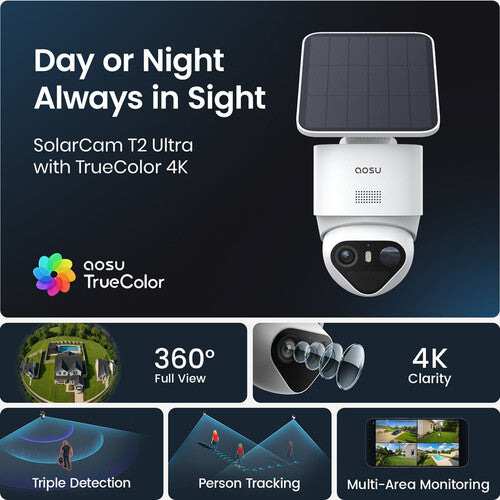 aosu SolarCam T2 UHD 4K Sistema Solar 4 Cámaras Visión Nocturna Color
