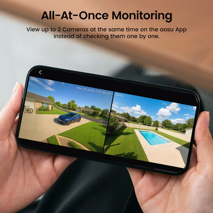 aosu SolarCam P1 Max 4K Kit de 2 Cámaras Exterior con Panel Solar y Almacenamiento 32GB