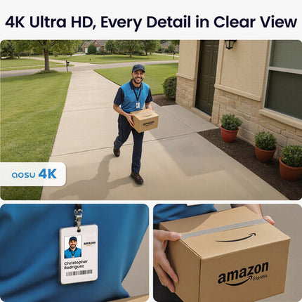 aosu SolarCam P1 Max 4K Kit de 2 Cámaras Exterior con Panel Solar y Almacenamiento 32GB