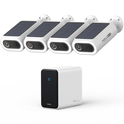 aosu SolarCam P1 Max 4K Kit de 4 Cámaras Exterior con Panel Solar y Almacenamiento 32GB