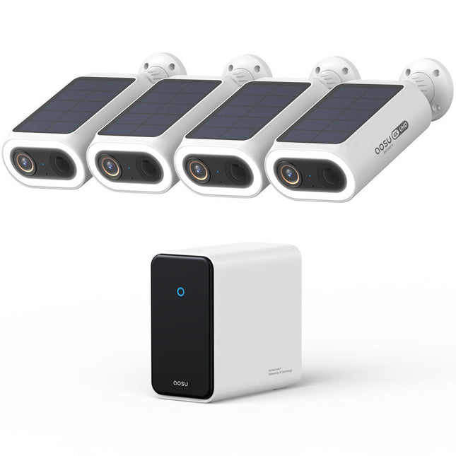 aosu SolarCam P1 Max 4K Kit de 4 Cámaras Exterior con Panel Solar y Almacenamiento 32GB