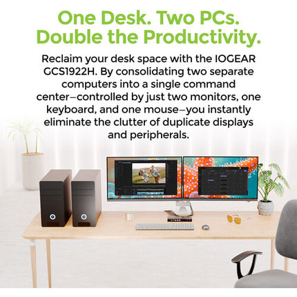 IOGEAR 2-Port Dual-View HDMI KVMP Switch con USB 2.0 Hub y 4K 60Hz