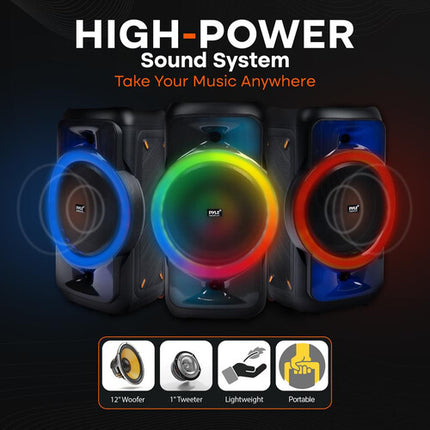 Pyle Pro 40W Altavoz Bluetooth Party 12" Woofer 8 Horas Batería