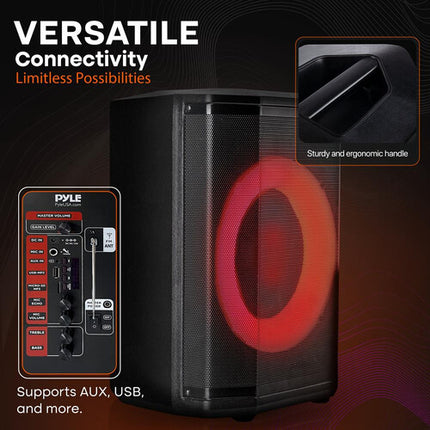 Pyle Pro 120W Altavoz Bluetooth Portátil 8" Woofer con Trípode y Control Remoto