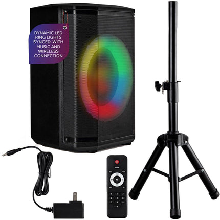 Pyle Pro 120W Altavoz Bluetooth Portátil 8" Woofer con Trípode y Control Remoto