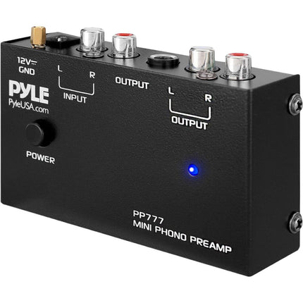 Pyle Pro PP777 Mini Previo Fonográfico RCA con Adaptador 12 VDC