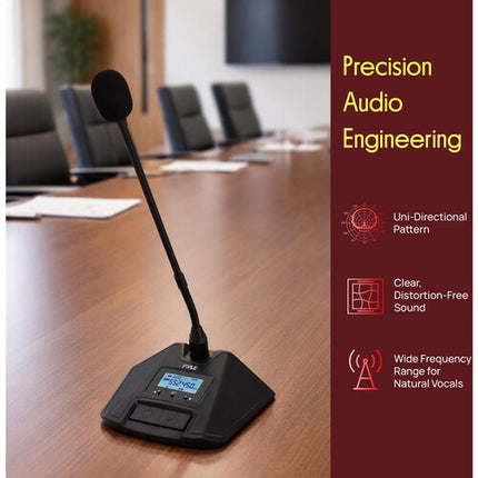 Pyle Pro PDWM4800C Sistema de Micrófono Inalámbrico de Conferencia 4 Canales 519-565 MHz 4 Micrófonos Gooseneck 4 Horas Uso Batería AA