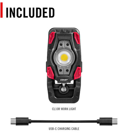 COAST CL10R Luz de Trabajo Recargable 1150 Lúmenes 13 Horas USB-C