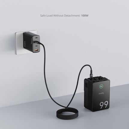 SmallRig Cargador USB GaN 100W 3 Puertos con Cable y Protección 5 Capas