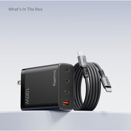 SmallRig Cargador USB GaN 100W 3 Puertos con Cable y Protección 5 Capas