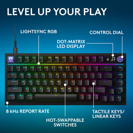 Logitech G G316 X 75 Teclado Mecánico Retroiluminado USB con Switches GL Táctiles Negro