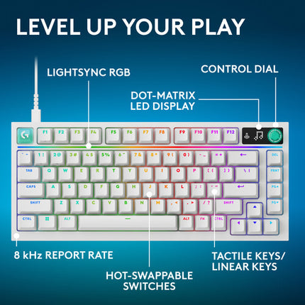 Logitech G G316 X 75 Teclado Mecánico Retroiluminado Blanco USB Cable USB-C